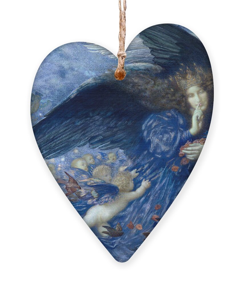 Edward Robert Hughes Ornament featuring the painting Night With Her Train Of Stars by Edward Robert Hughes