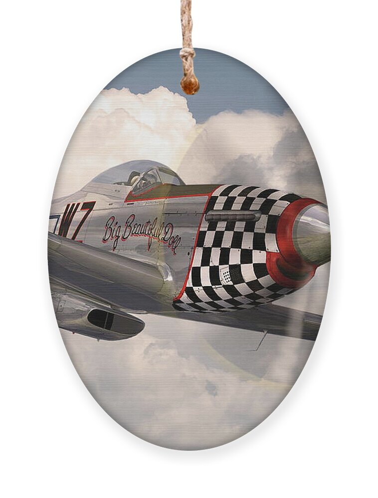 P-51 Mustang Ornament featuring the digital art P-51 Mustang Big Beautiful Doll by Airpower Art