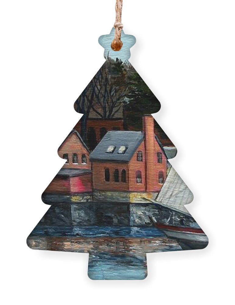 Gloucester Ornament featuring the painting Paint Factory, Gloucester, MA #1 by Eileen Patten Oliver