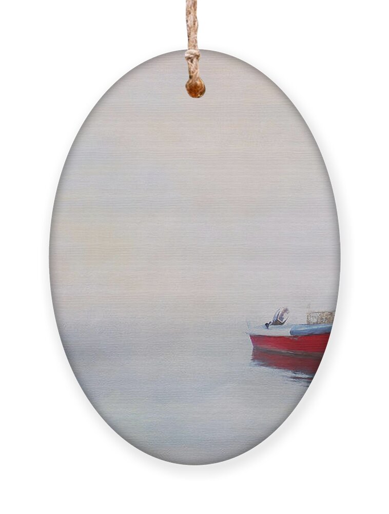 Boat Ornament featuring the digital art Pop of Red by Jayne Carney