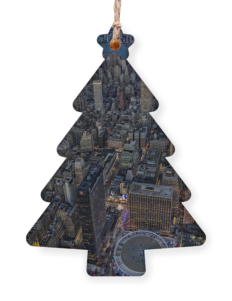 Aerial View Ornament featuring the photograph September 11 NYC Tribute #1 by Susan Candelario