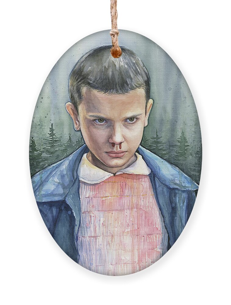 Stranger Things Eleven Portrait #2 Ornament by Olga Shvartsur