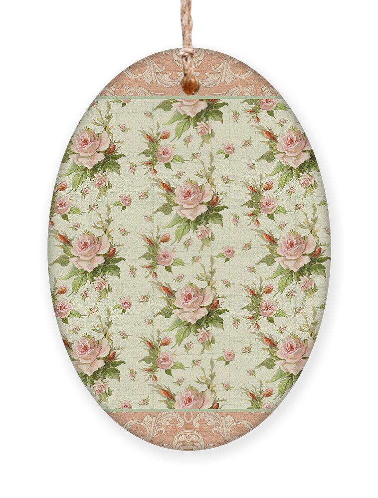Victorian Cottage Ornament featuring the painting Summer at Cape May - Aged Modern Roses Pattern by Audrey Jeanne Roberts
