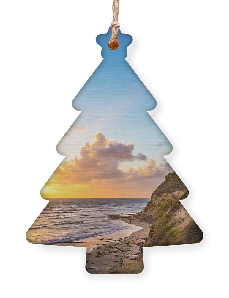Beach Ornament featuring the photograph Sunset at Swami's Beach #2 by David Levin