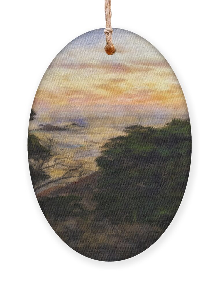 Landscape Ornament featuring the mixed media Sunset by Jonathan Nguyen