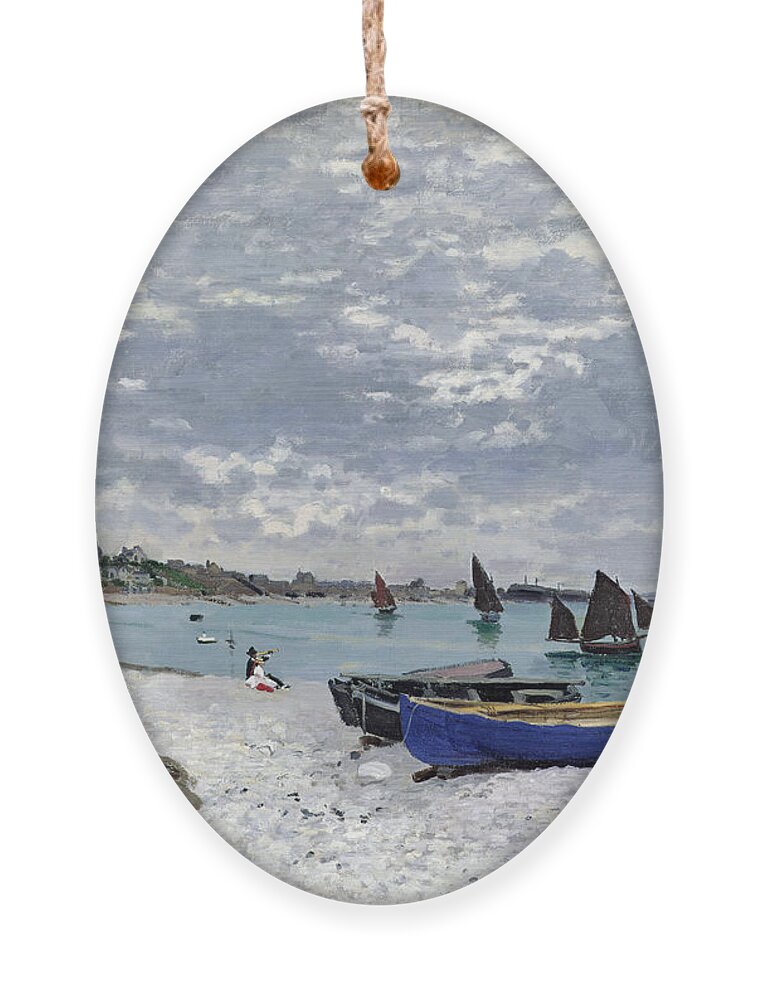 Coastal;french;rowing Boat;sailing;sainte Adresse; Boats Ornament featuring the painting The Beach at Sainte Adresse by Claude Monet