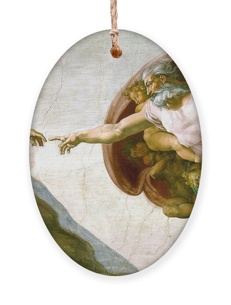 Michelangelo Ornament featuring the painting The Creation Of Adam by Michelangelo