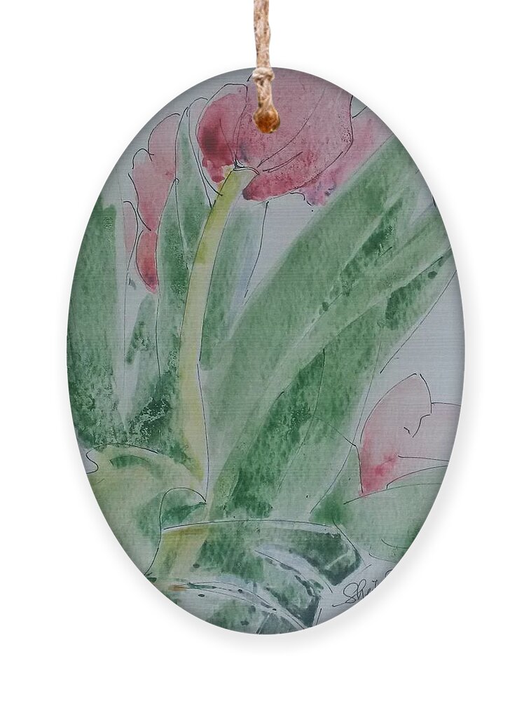 Tulips Ornament featuring the painting Tulips by Sheila Romard