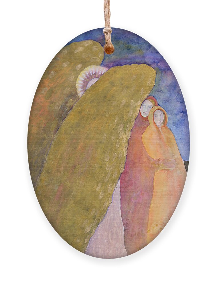 Angel Ornament featuring the painting Under The Wing Of An Angel by Lynda Hoffman-Snodgrass