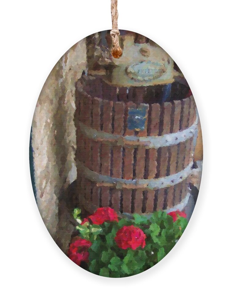 Geraniums Ornament featuring the photograph Wine and Geraniums by Debbi Granruth