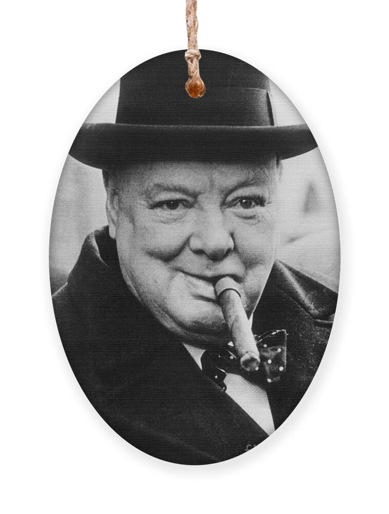 Churchill Ornament featuring the photograph Winston Churchill by English School