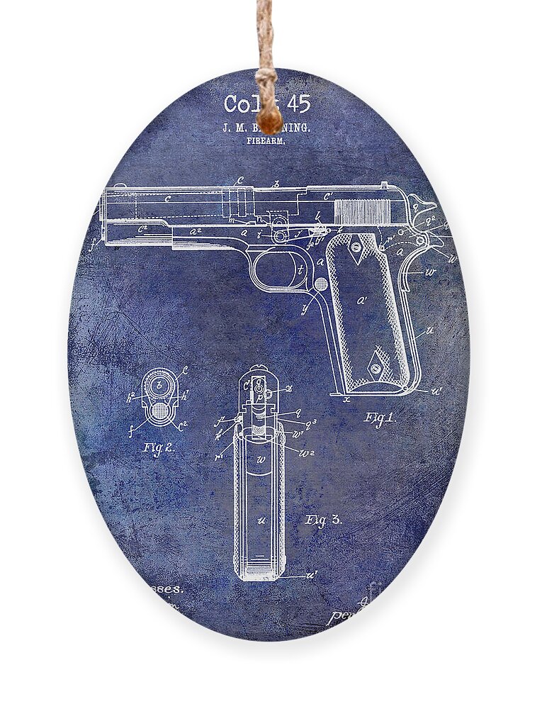 Pistol Ornament featuring the photograph 1911 Colt 45 Firearm Patent by Jon Neidert