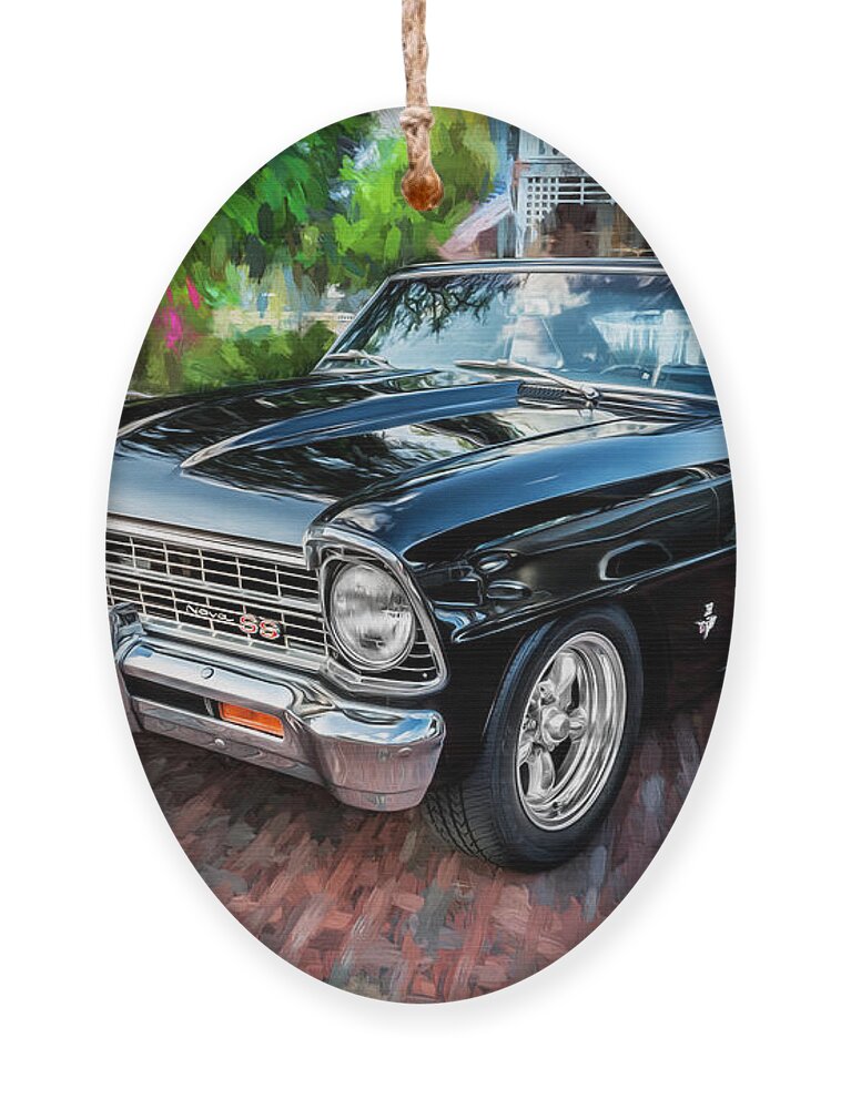 1967 Chevrolet Ornament featuring the photograph 1967 Chevrolet Nova Super Sport Painted BW 4 by Rich Franco