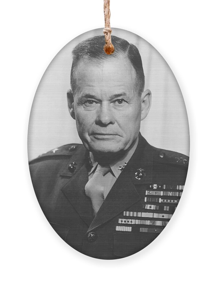 Chesty Puller Ornament featuring the painting General Lewis Chesty Puller #2 by War Is Hell Store
