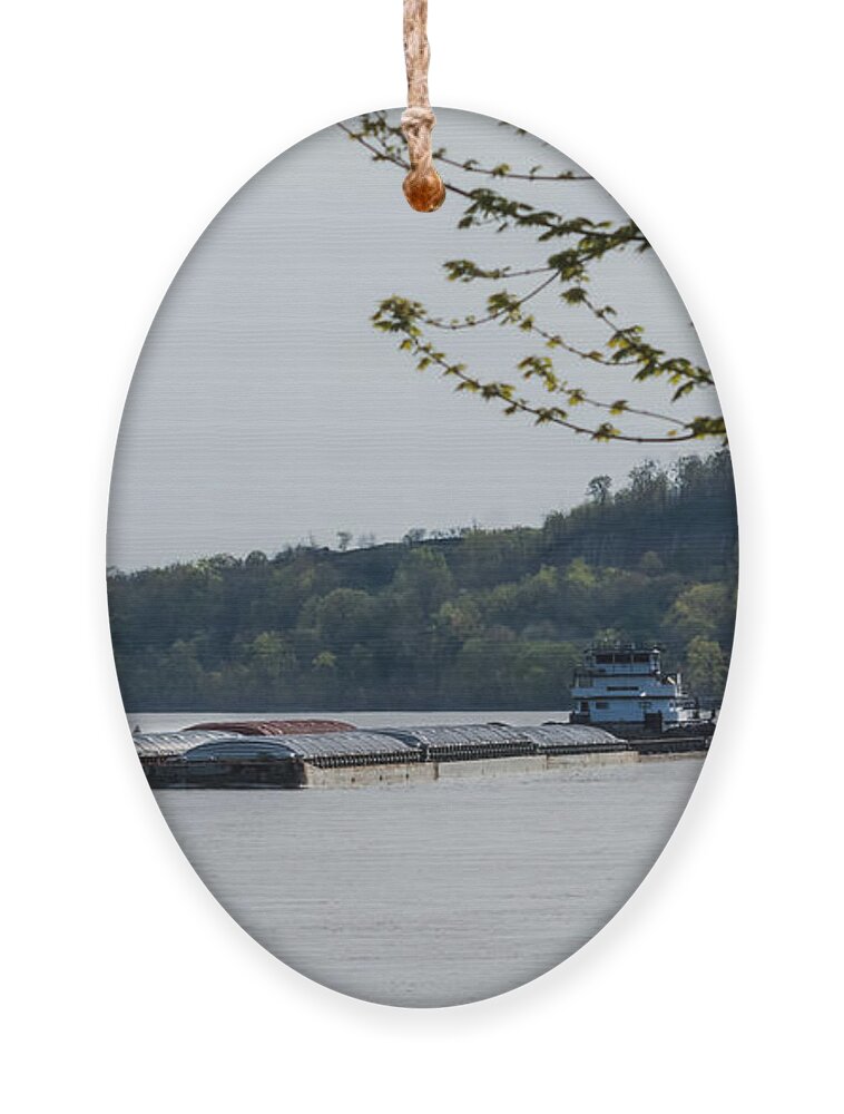 River Ornament featuring the photograph Ohio River Barge by Holden The Moment