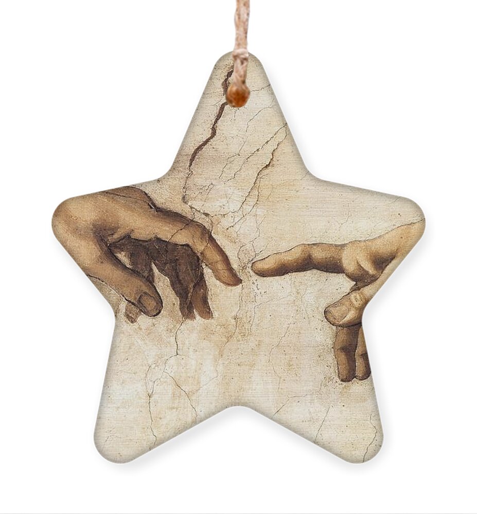 Michelangelo Ornament featuring the painting The Creation Of Adam by Michelangelo