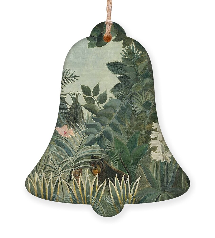 Henri Rousseau Ornament featuring the painting The Equatorial Jungle by Henri Rousseau