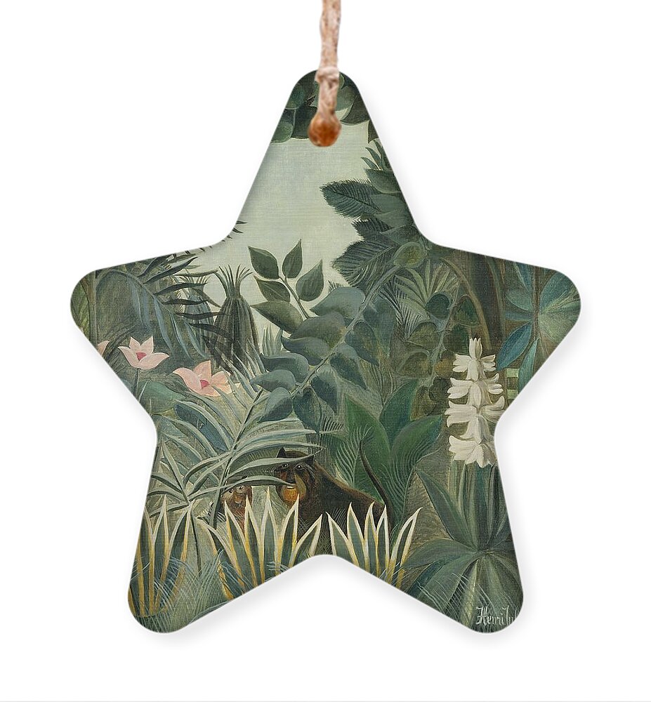 Henri Rousseau Ornament featuring the painting The Equatorial Jungle #2 by Henri Rousseau