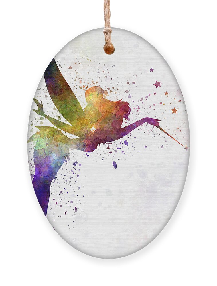 Tinkerbell Ornament featuring the painting Tinkerbell in watercolor by Pablo Romero