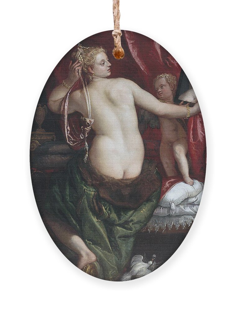 Paolo Veronese Ornament featuring the painting Venus with a Mirror by Paolo Veronese