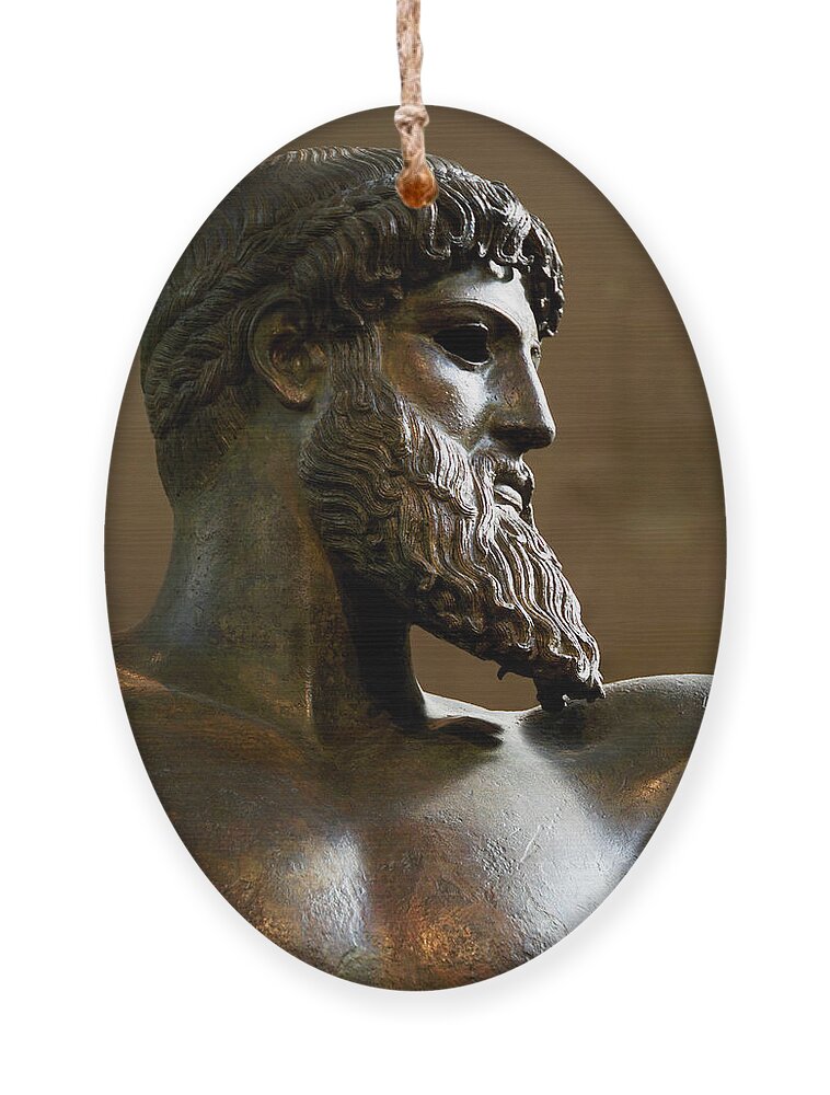 Poseidon Ornament featuring the photograph National Archaeology Museum, Athens by Vladi Alon