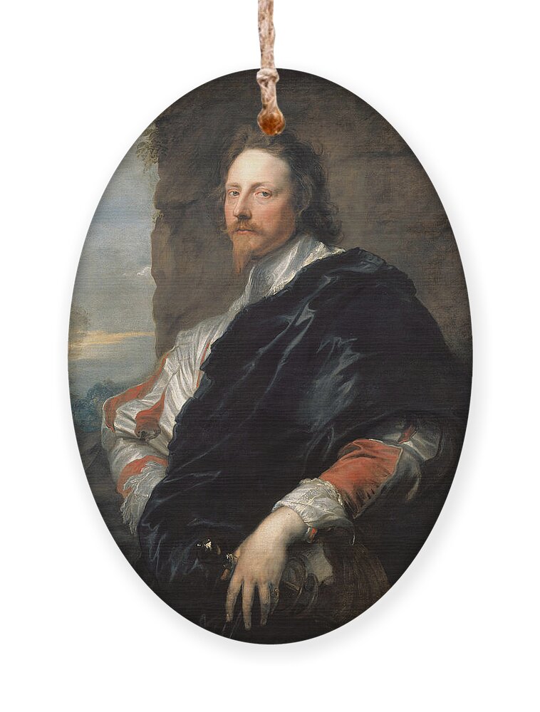 Anthony Van Dyck Ornament featuring the painting Nicolas Lanier #3 by Anthony van Dyck