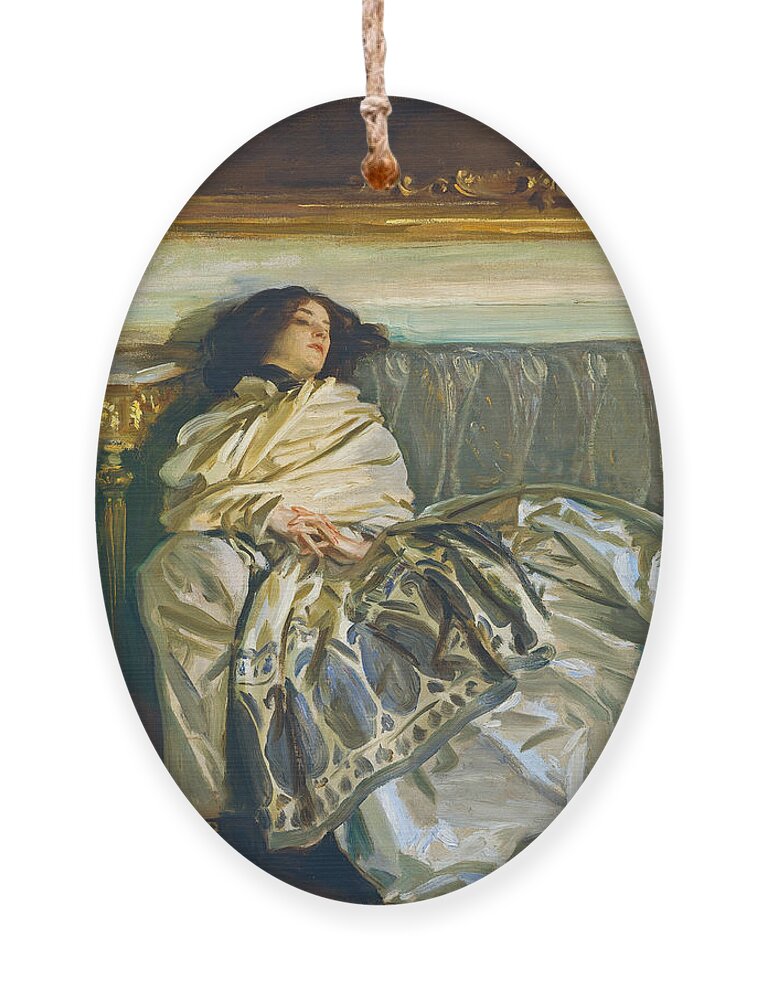 John Singer Sargent Ornament featuring the painting Nonchaloir. Repose by John Singer Sargent