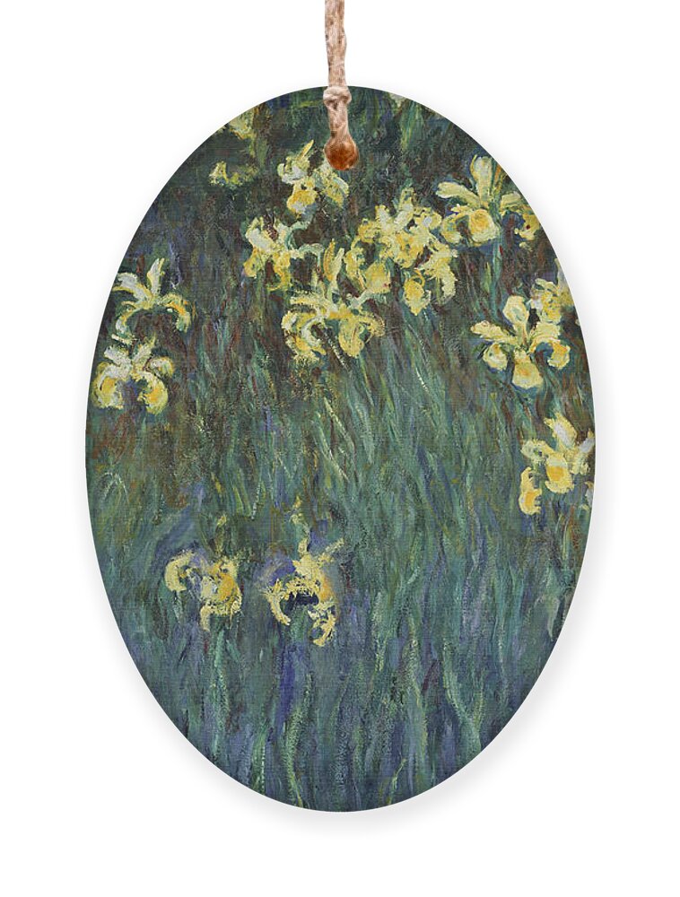 Claude Monet Ornament featuring the painting Yellow Irises #3 by Claude Monet