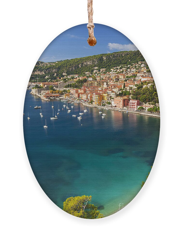 French Ornament featuring the photograph Villefranche-sur-Mer view on French Riviera 1 by Elena Elisseeva