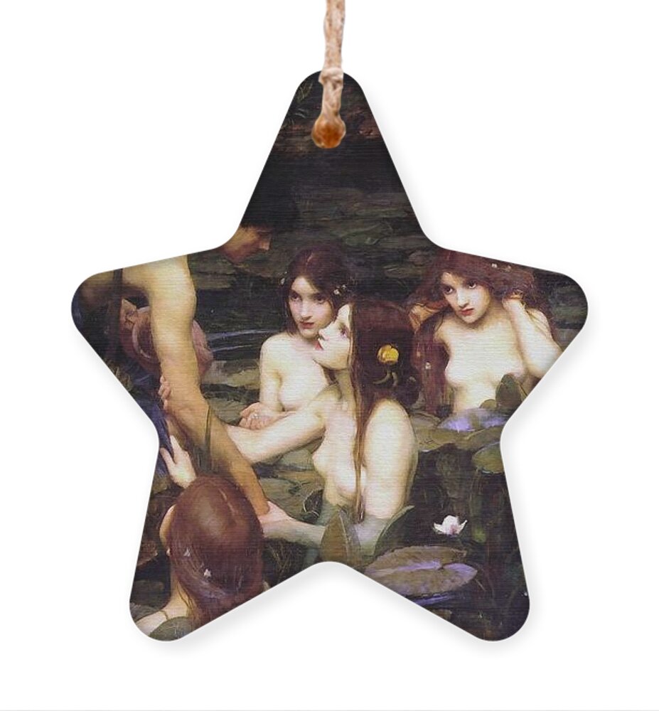 John William Waterhouse Ornament featuring the painting Hylas And The Nymphs by John William Waterhouse