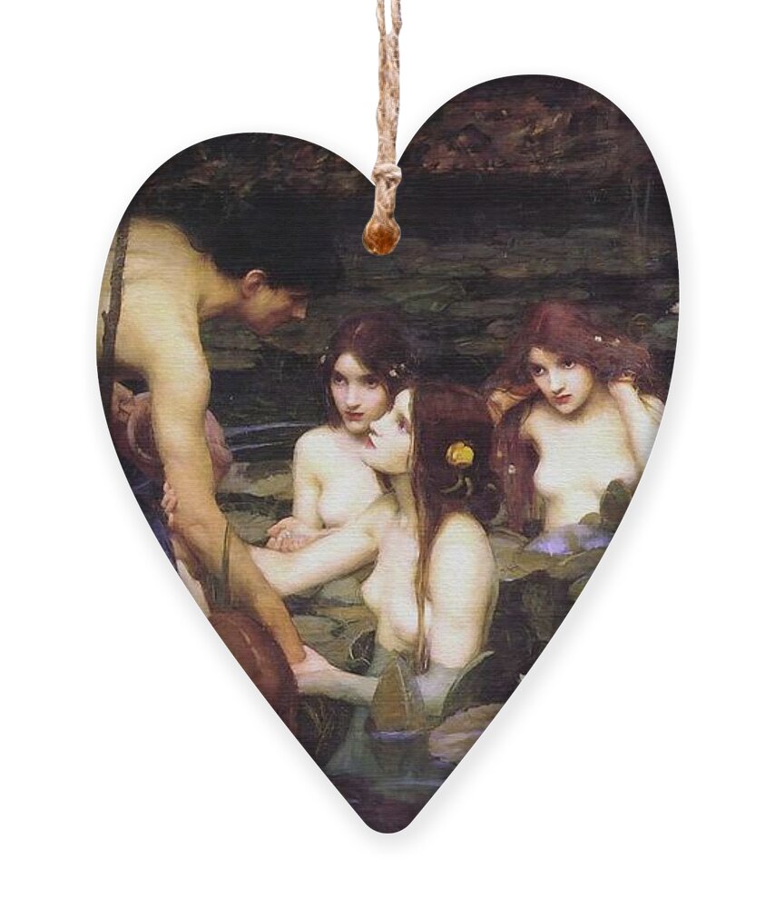 John William Waterhouse Ornament featuring the painting Hylas And The Nymphs by John William Waterhouse