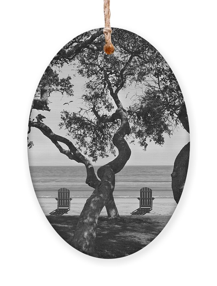 Seascape Ornament featuring the photograph A Day At The Beach BW by Mike McGlothlen