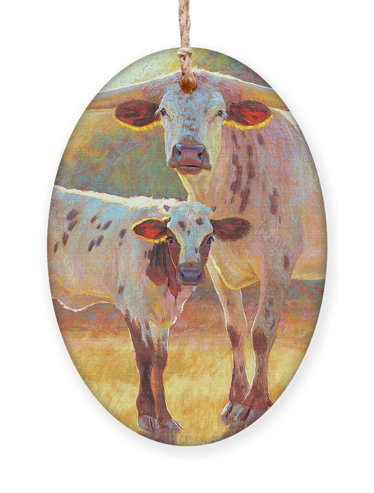Longhorn Ornament featuring the pastel A Future Promise by Rita Kirkman