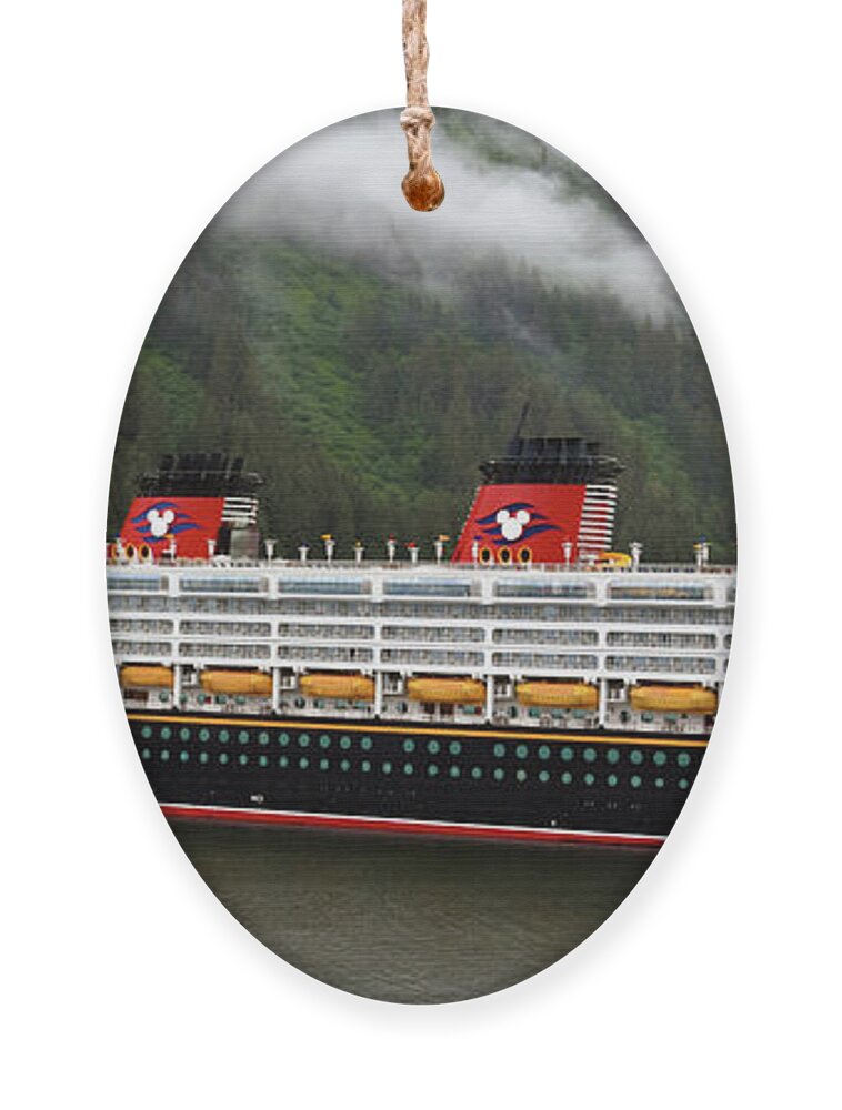 A Mickey Mouse Cruise Ship Ornament featuring the painting A Mickey Mouse Cruise Ship by Barbara Snyder