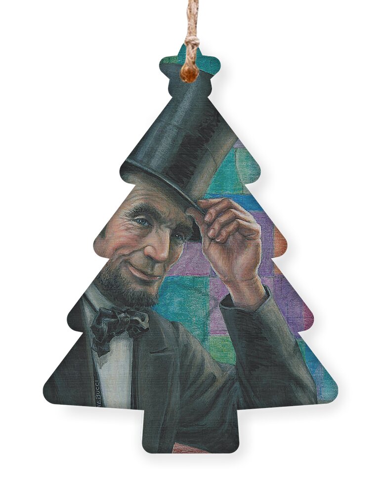 Abraham Ornament featuring the painting A Nod to Springfield by Jane Bucci