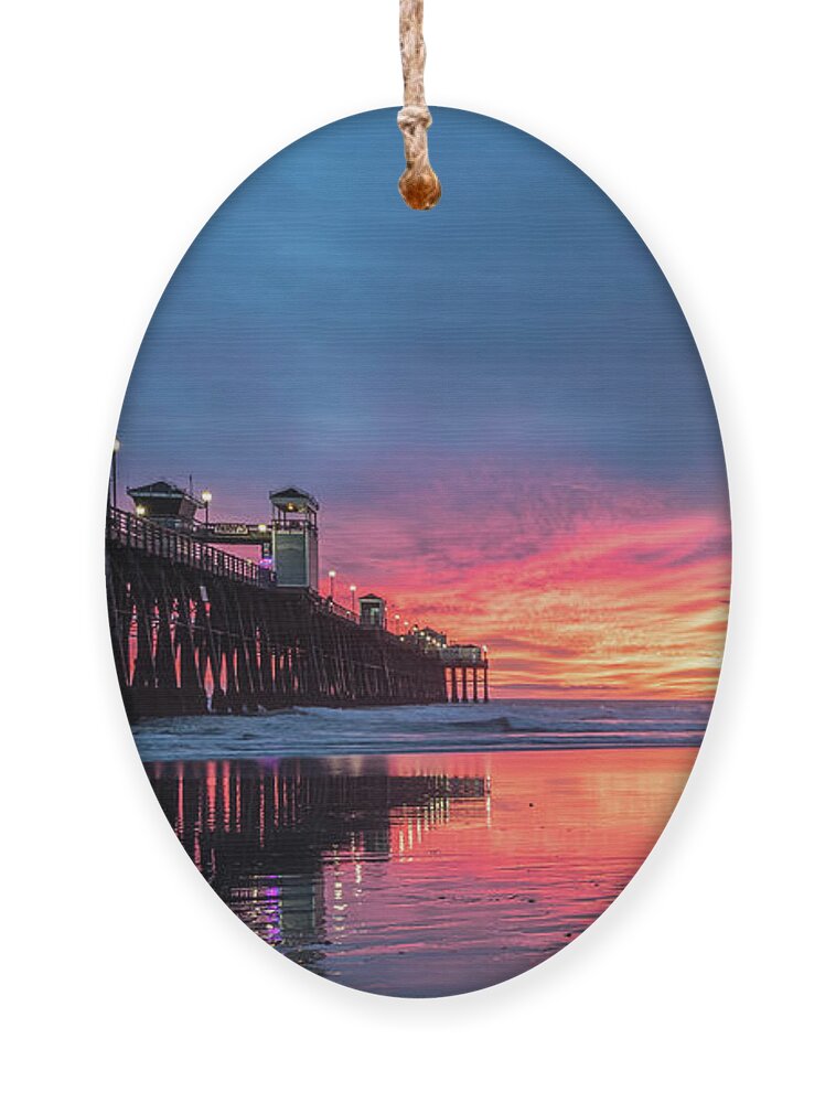 Beach Ornament featuring the photograph A Stunning Sunset in Oceanside by David Levin