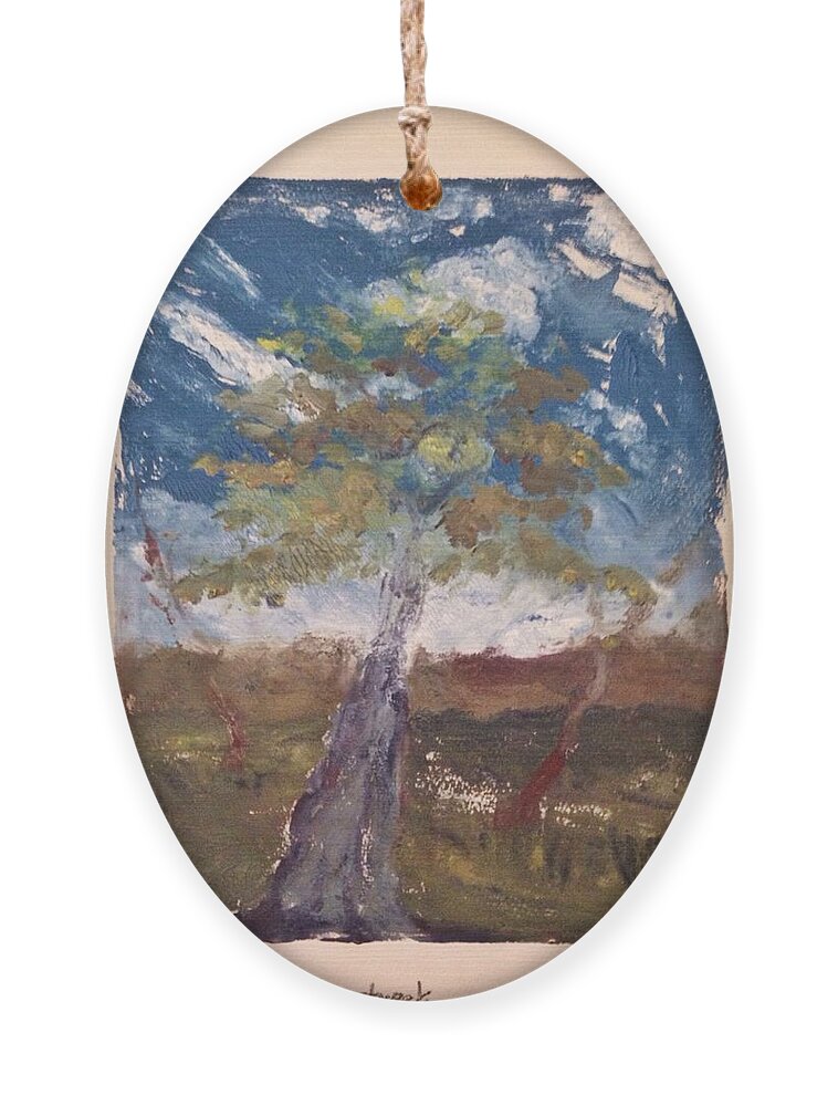 Landscape Ornament featuring the painting A Windy Day by Angela Weddle