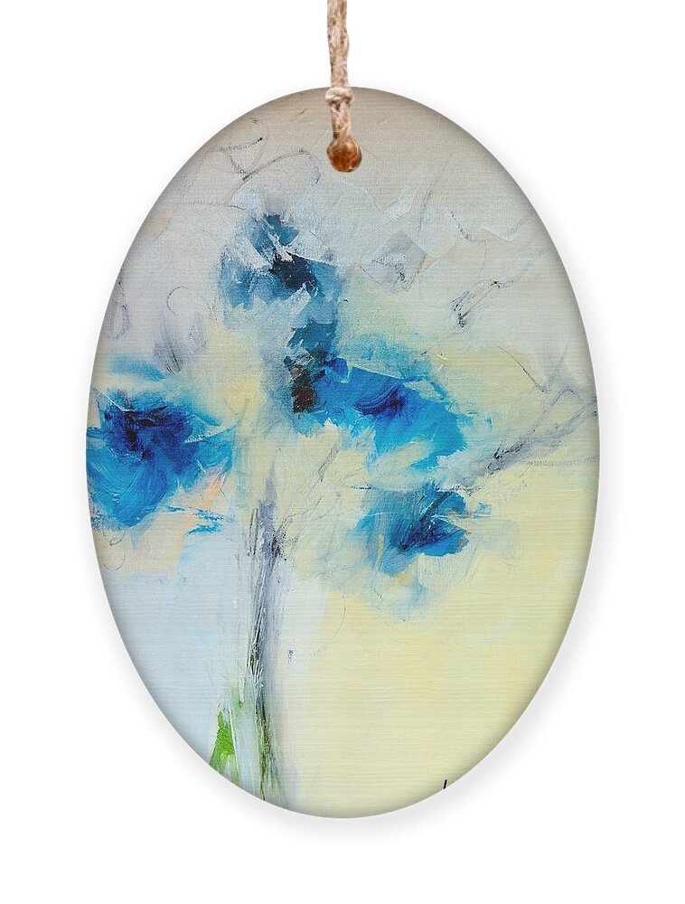 Abstract Ornament featuring the digital art Abstract Blue Bouquet Floral Painting by Lisa Kaiser