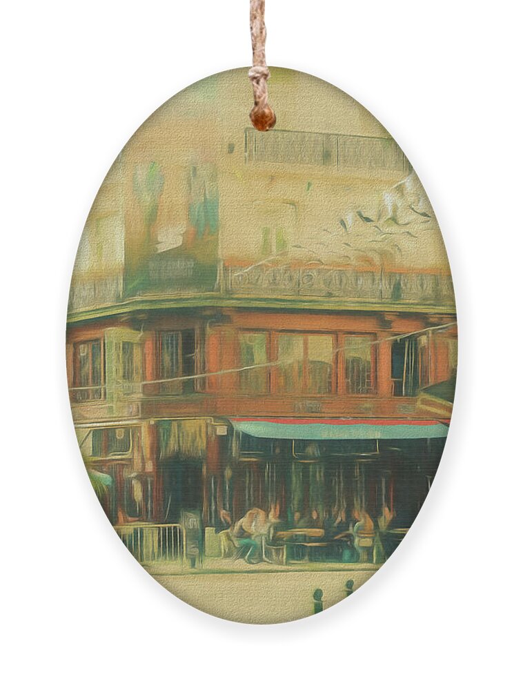 Street Scene Ornament featuring the photograph Avec mes souvenirs by Leigh Kemp