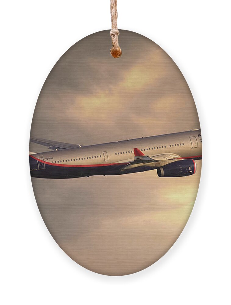 Aeroflot Ornament featuring the digital art Aeroflot Airbus A330-200 by Airpower Art