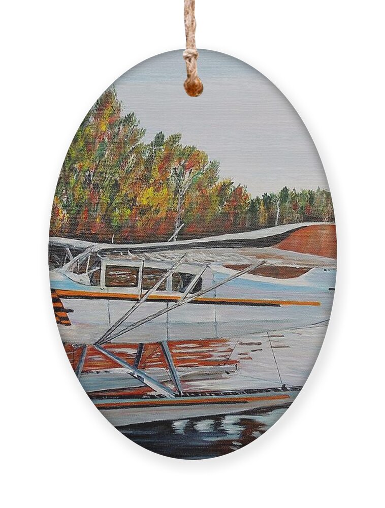 Aeronca Chief Float Plane Ornament featuring the painting Aeronca Super Chief 0290 by Marilyn McNish