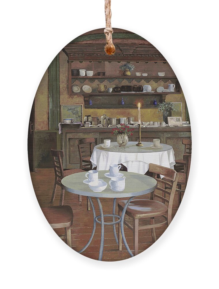 Cafe Ornament featuring the painting Al Lume Di Candela by Guido Borelli