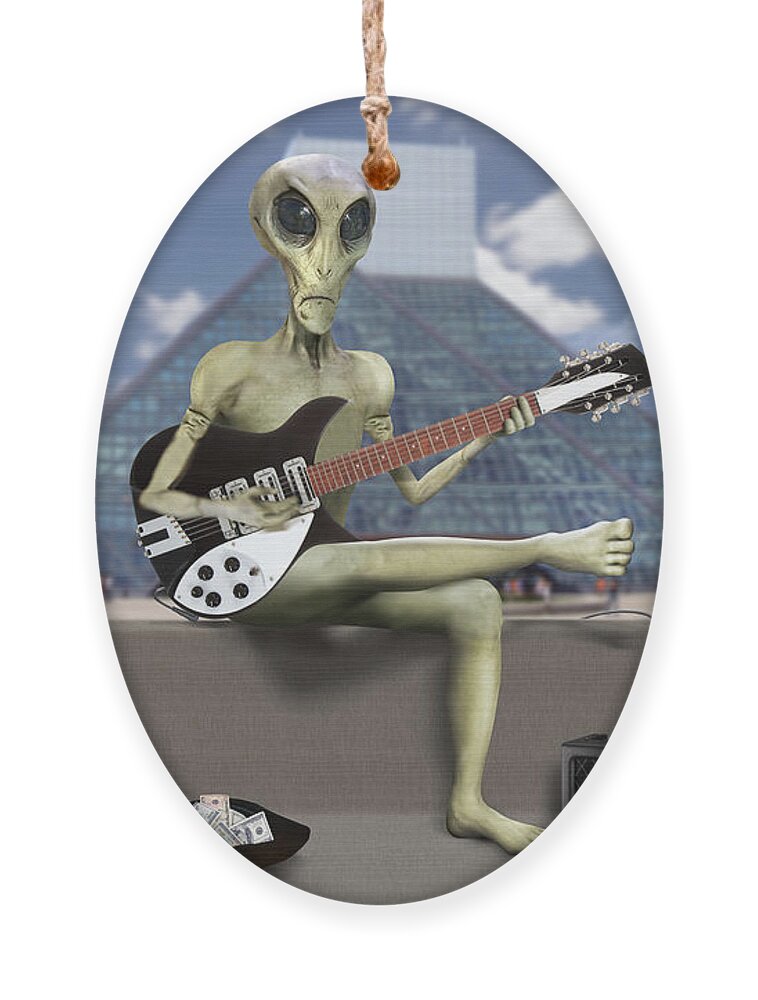 Aliens Ornament featuring the photograph Alien Guitarist 1 by Mike McGlothlen