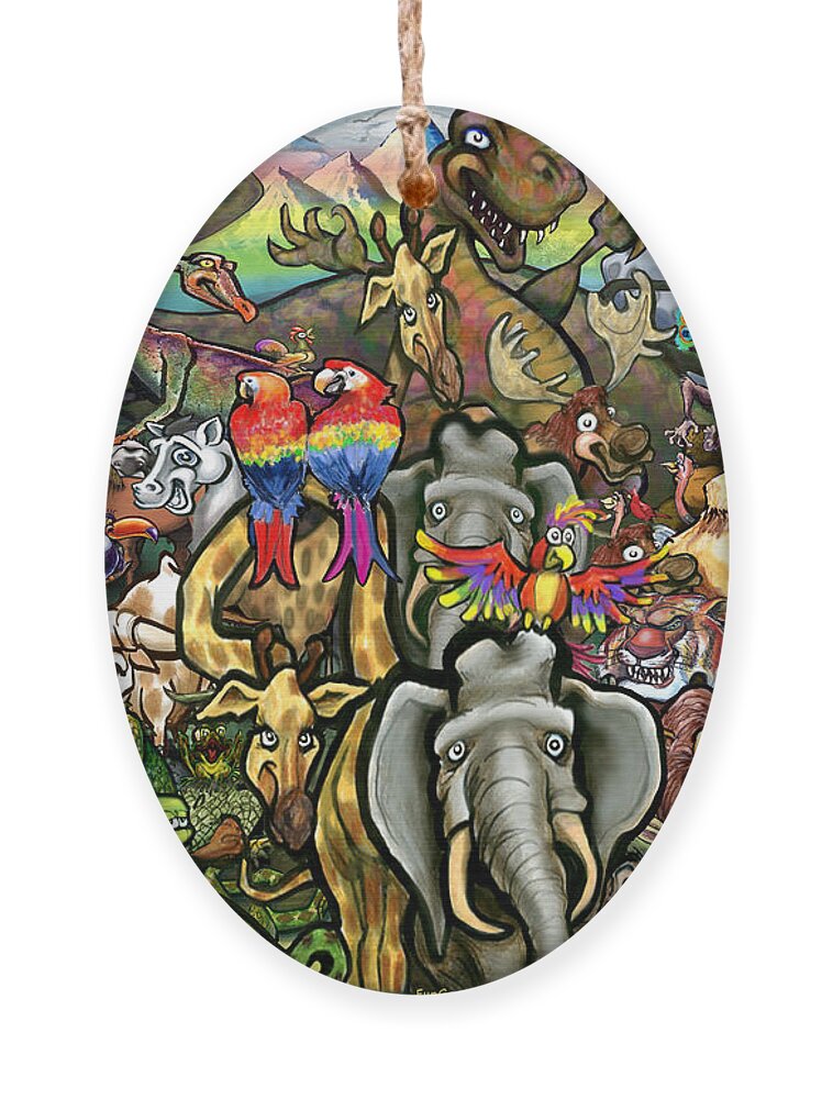 Animal Ornament featuring the painting All Creatures Great Small by Kevin Middleton