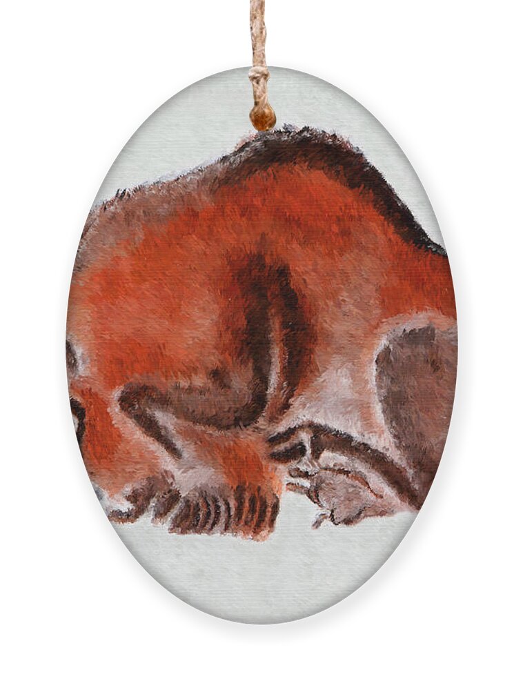 Altamira Ornament featuring the digital art Altamira Prehistoric Bison at rest by Weston Westmoreland