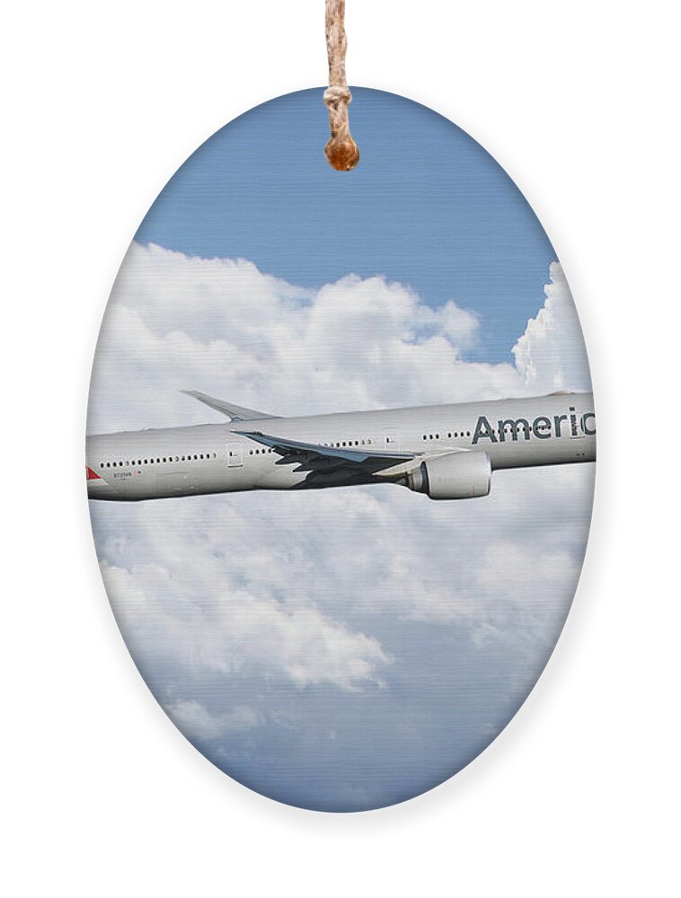 American Ornament featuring the digital art American AIrlines Boeing 777 by Airpower Art