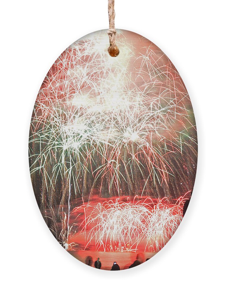 Revere Ornament featuring the photograph An impressive display Revere Beach Fireworks 2015 by Toby McGuire