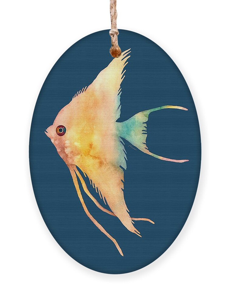 Fish Ornament featuring the painting Angelfish II - solid background by Hailey E Herrera