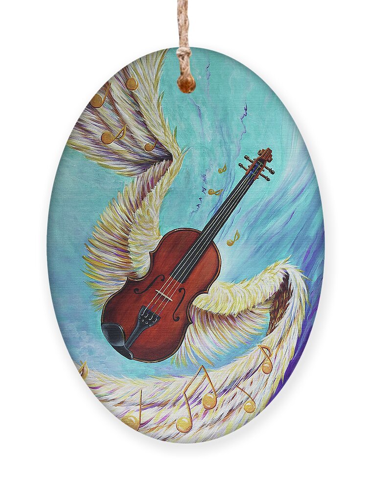 Violin Ornament featuring the painting Angel's Song by Nancy Cupp