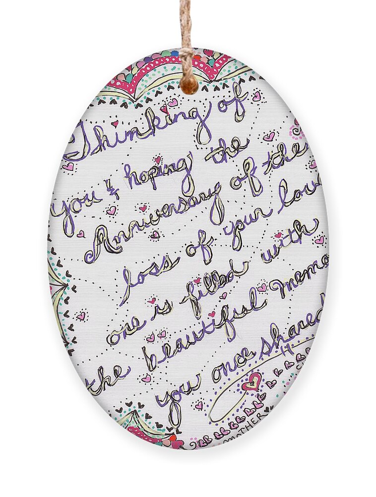 Caregiver Ornament featuring the drawing Anniversary Memorial by Carole Brecht